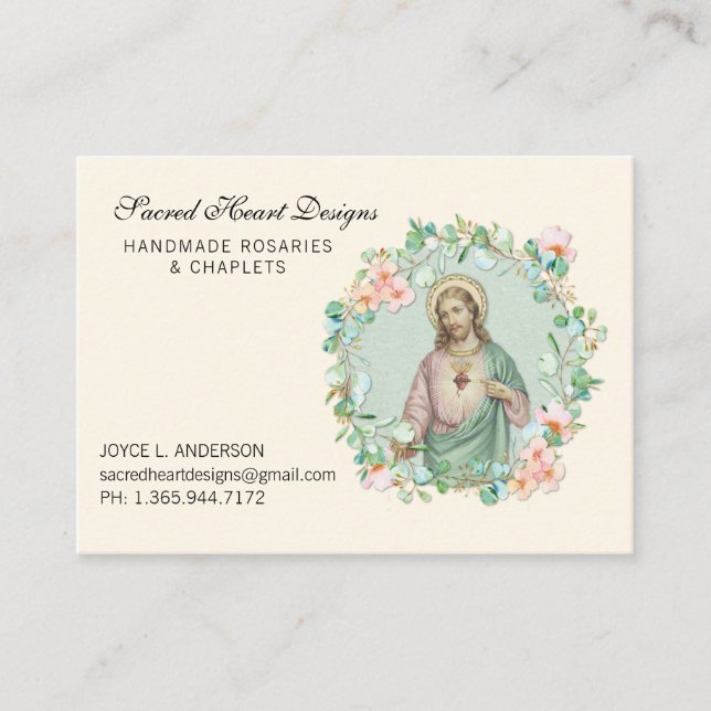 Sacred Heart Jesus Eucalyuptus Religious Business  Business Card (Front)