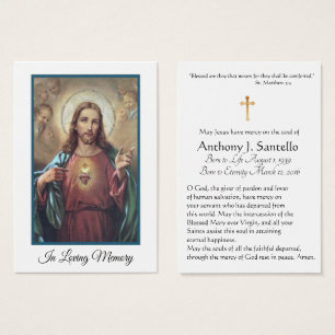 Sacred Heart Jesus Funeral Memorial Holy Card