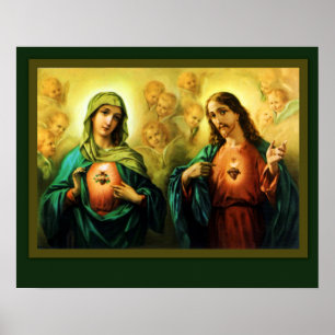 Sacred Heart Jesus & Immaculate Heart of Mary Poster