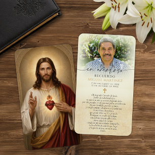 Sacred Heart Jesus Memorial Spanish Prayer Cards