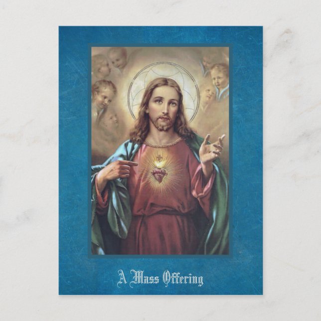 Sacred Heart Jesus Religious Mass Offering Postcard (Front)