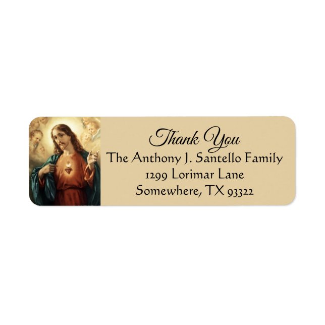 Sacred Heart Jesus ReligiousThank You Return Address Label (Front)
