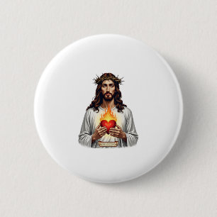 Sacred Heart Jesus Vintage Engraving Faith Shirt ( 6 Cm Round Badge