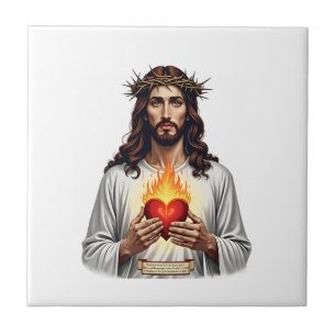 Sacred Heart Jesus Vintage Engraving Faith Shirt ( Ceramic Tile