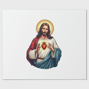 Sacred Heart Jesus Vintage Engraving Tee 2 Wrapping Paper
