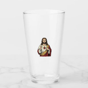 Sacred Heart Jesus Vintage Engraving Vector Art_1 Glass