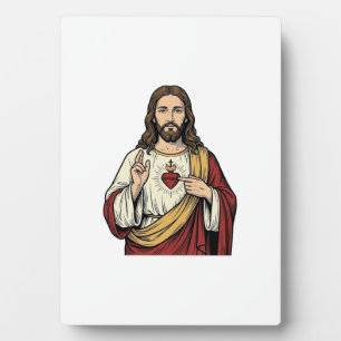 Sacred Heart Jesus Vintage Engraving Vector Art_1 Plaque