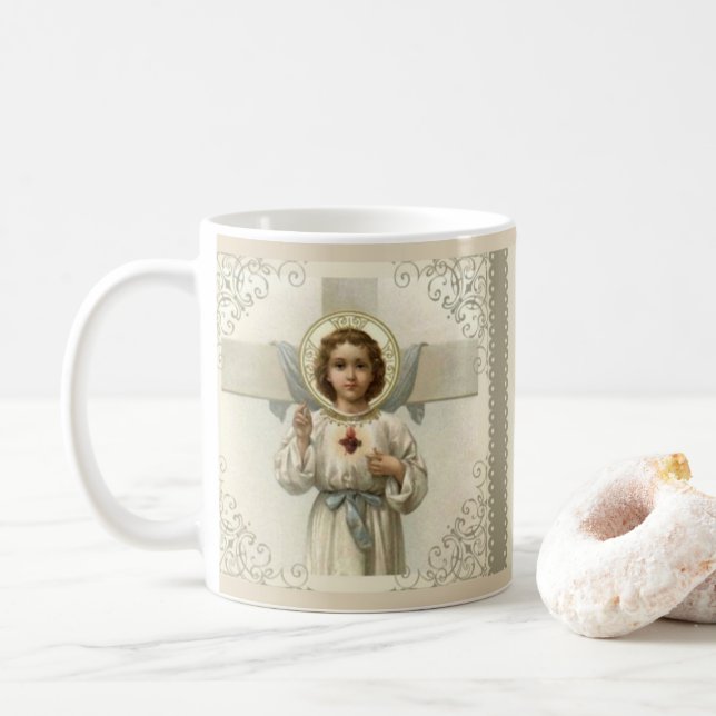 Sacred Heart of Child Jesus with Cross Coffee Mug (With Donut)