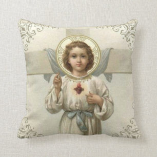 Sacred Heart of Child Jesus with Cross Cushion