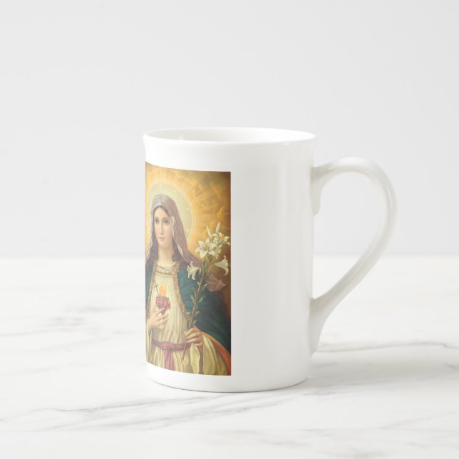 Sacred Heart of Jesus and Virgin Mary Bone China Mug (Right)
