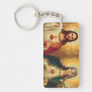 Sacred Heart of Jesus and Virgin Mary  Key Ring