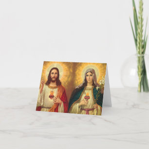 Sacred Heart of Jesus and Virgin Mary Thank You Card