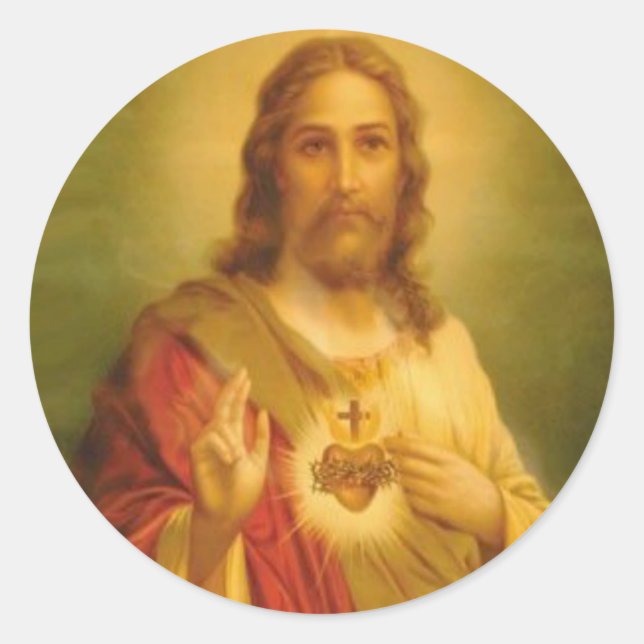 Sacred Heart of Jesus Blessing Classic Round Sticker (Front)