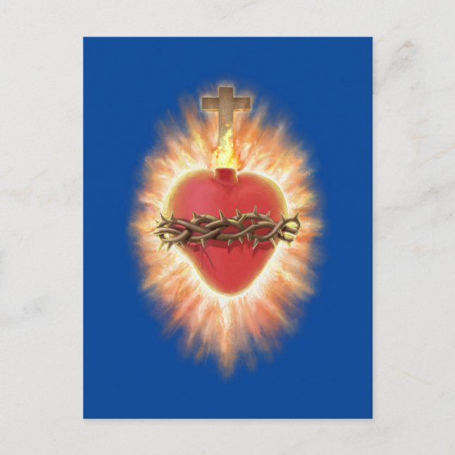 Sacred Heart of Jesus Blue Postcard (Front)
