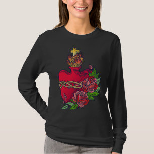 Sacred Heart of Jesus Catholic Art Traditional Lat T-Shirt