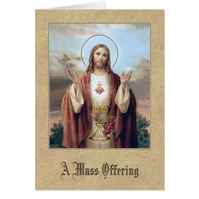 Sacred Heart of Jesus Catholic Mass Offering Card (Front)