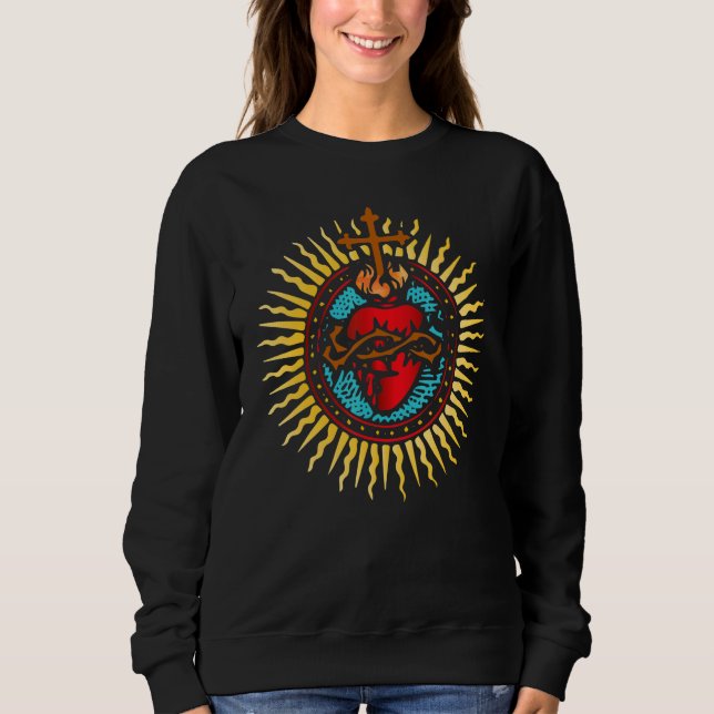 Sacred Heart Of Jesus Catholic Traditional Latin M Sweatshirt (Front)
