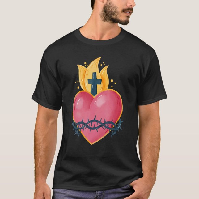 Sacred Heart Of Jesus Catholic Traditional Latin M T-Shirt (Front)