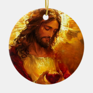 Sacred Heart of Jesus Ceramic Ornament