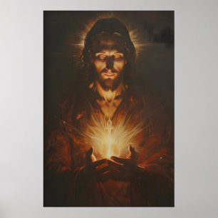 Sacred Heart Of Jesus Christ Art Painting Poster