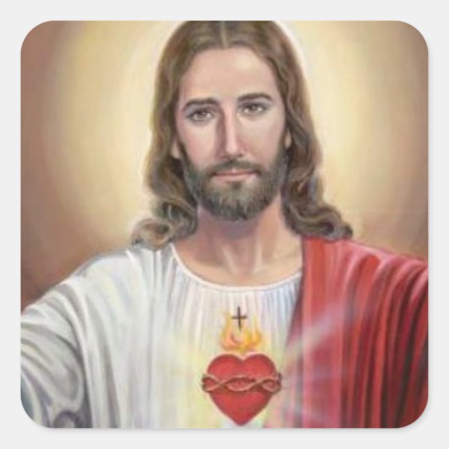 Sacred Heart of Jesus Christ Envelope Stationary Square Sticker (Front)