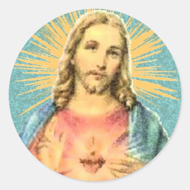 Sacred Heart of Jesus Classic Round Sticker (Front)