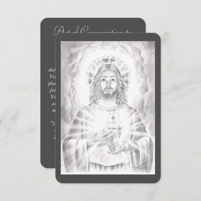 Sacred Heart of Jesus Drawing Prayer Card (Front/Back)