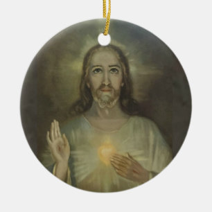 Sacred Heart of Jesus Enthronement Ceramic Tree Decoration