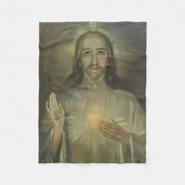 Sacred Heart of Jesus Enthronement Fleece Blanket (Front)