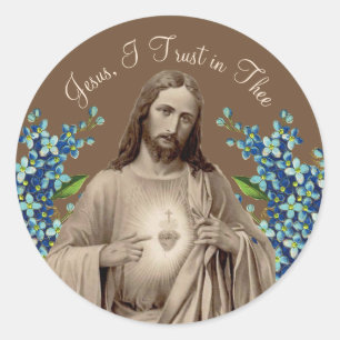 Sacred Heart of Jesus I Trust in Thee Classic Roun Round Sticker
