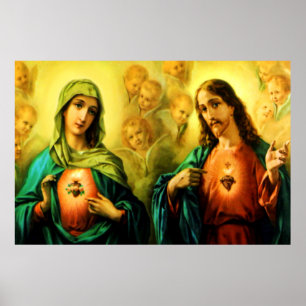Sacred Heart of Jesus & Immaculate Heart of Mary Poster