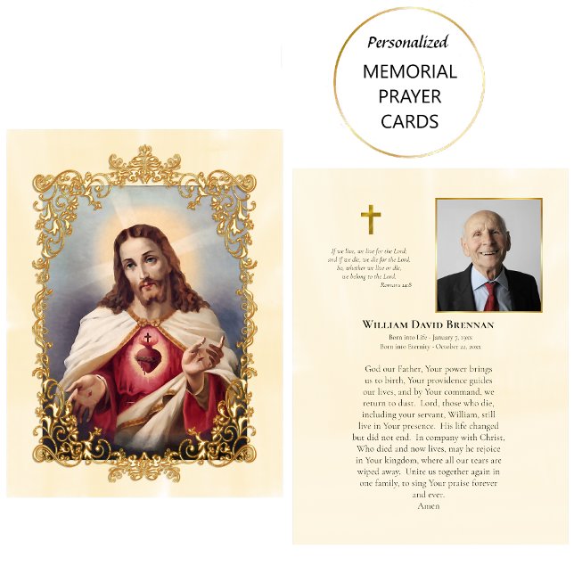 Sacred Heart of Jesus Memorial Prayer Cards (Creator Uploaded)