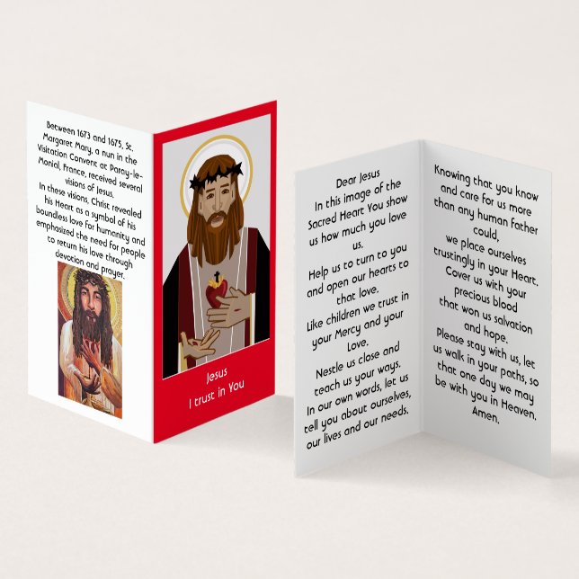 Sacred Heart of Jesus prayer Business Card (Inside and Outside)