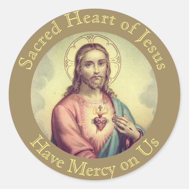 Sacred Heart of Jesus Prayer Classic Round Sticker (Front)