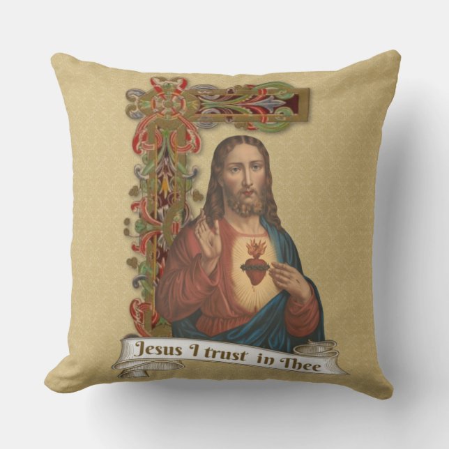 Sacred Heart of Jesus Religious  Catholic Cushion (Front)