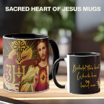 Sacred Heart of Jesus Religious Divine Mercy Mug<br><div class="desc">This is a traditional Catholic image of the Sacred Heart of Jesus with a custom designed emblem for the Sacred Heart of Jesus, a heart with the crown of thorns, the cross and flames of fire. The monogram IHS, which is Greek for the name of Jesus is also on the...</div>