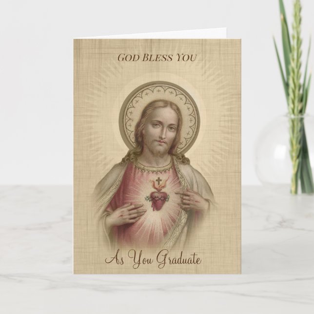 Sacred Heart of Jesus Religious Graduation Card (Front)