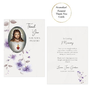 Sacred Heart of Jesus Roman Catholic Funeral Thank You Card