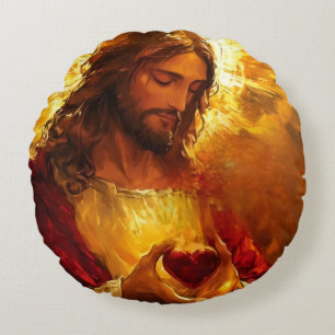 Sacred Heart of Jesus Round Cushion