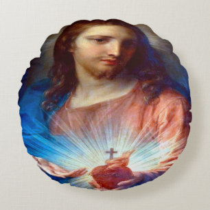 Sacred Heart of Jesus Round Cushion
