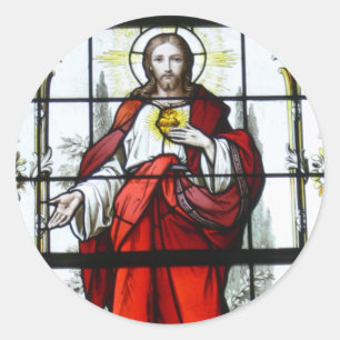 Sacred Heart of Jesus Stained Glass Church window Classic Round Sticker