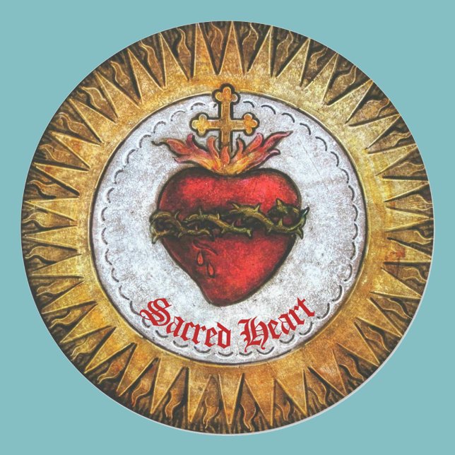 Sacred Heart of Jesus Stained Glass Classic Round Sticker (Creator Uploaded)