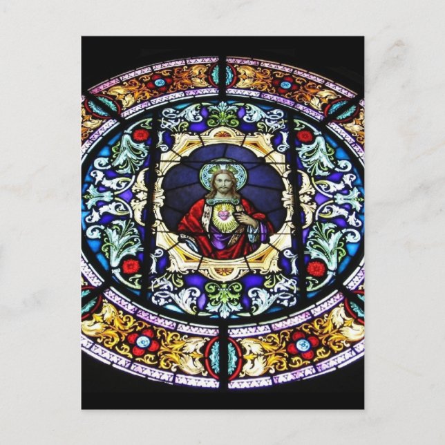 Sacred Heart of Jesus Stained Glass Window Postcard (Front)