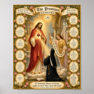 Sacred Heart of Jesus Twelve Promises Catholic  Poster