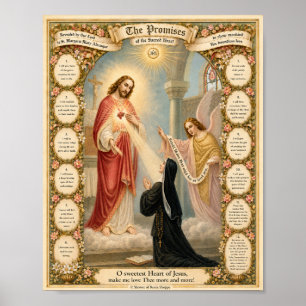 Sacred Heart of Jesus Twelve Promises Catholic Poster