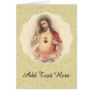 Sacred Heart of Jesus with floral swag