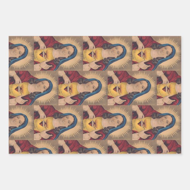 Sacred Heart of Mary Wrapping Paper Sheet (Front)