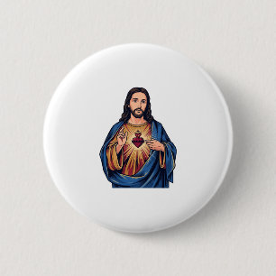 Sacred Heart Vintage Engraving Religious Vector De 6 Cm Round Badge
