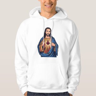 Sacred Heart Vintage Engraving Religious Vector De Hoodie