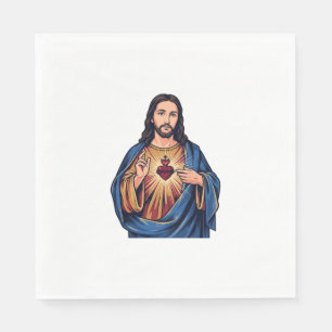 Sacred Heart Vintage Engraving Religious Vector De Napkin